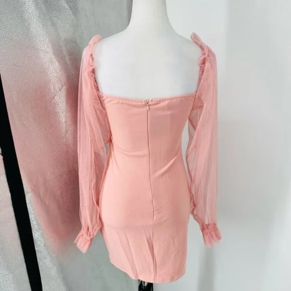Pink Long Sleeve Bustier Bodycon Mini Dress - Picture 16 of 17